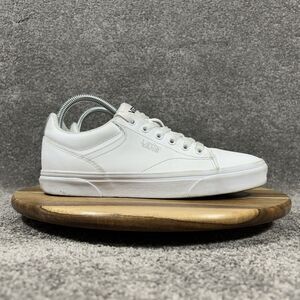 Vans Seldan Women's Size 9 All White Leather Low Top Casual Skate Shoes Used